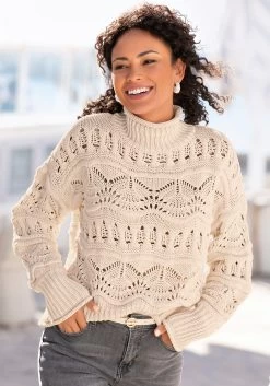 Vivance Shirt Met Lange Mouwen Elastische Katoenkwaliteit (Set Van 2) 31 Vivance Shirt Met Lange Mouwen Elastische Katoenkwaliteit (Set Van 2) -Dames Winkel vivance ajourtrui met opstaande kraag beige