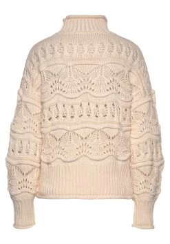 Vivance Ajourtrui Met Opstaande Kraag -Dames Winkel vivance ajourtrui met opstaande kraag beige 6