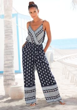 Sunmarin Bikinibroekje -Dames Winkel vivance jumpsuit en wijde pijpen met een bindceintuur blauw 5