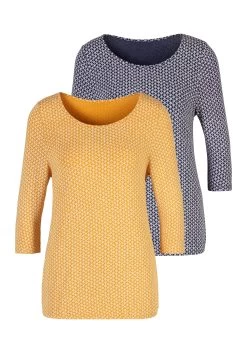 Buffalo Tricotjurk -Dames Winkel vivance shirt met 3 4 mouwen met elastische zoom set van 2 geel 6