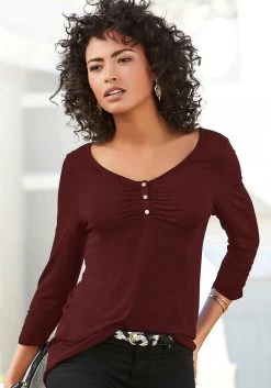 Vivance Shirt Met 3/4-mouwen Met Fijne Plooi