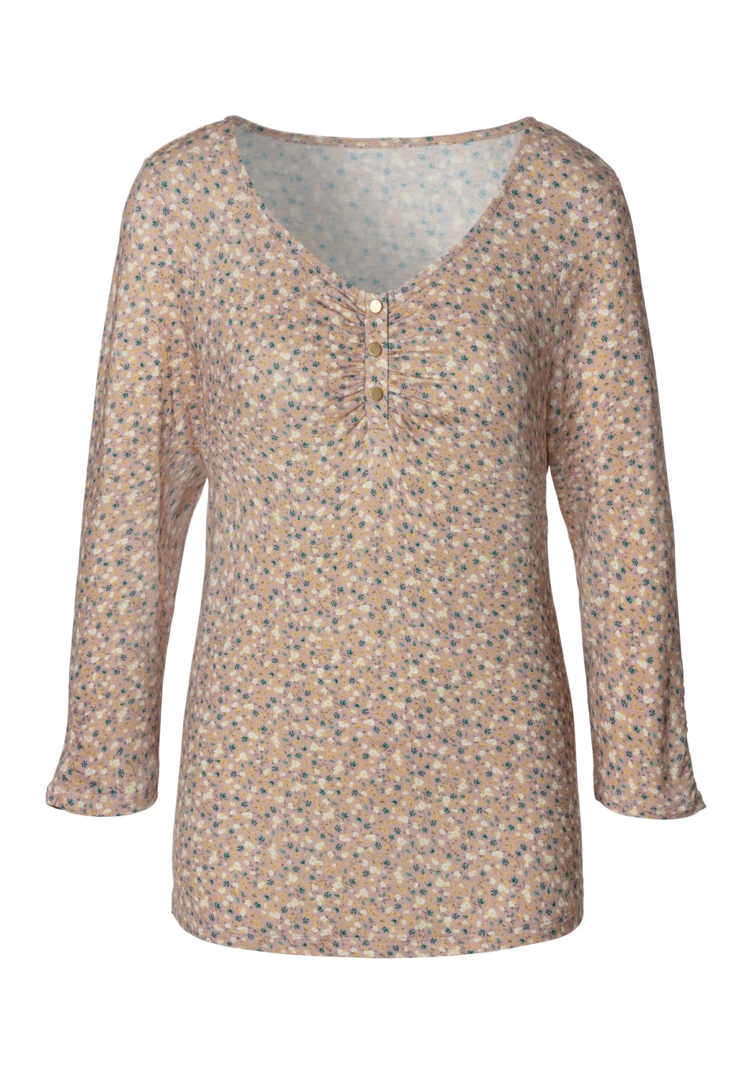 Vivance Shirt Met 3/4-mouwen Met Goudkleurige Knopen Bij De Hals 2 Vivance Shirt Met 3/4-mouwen Met Goudkleurige Knopen Bij De Hals - Afbeelding 2