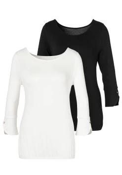 H.I.S Top Met Spaghettibandjes Zonder Zijnaden (Set Van 3) 23 H.I.S Top Met Spaghettibandjes Zonder Zijnaden (Set Van 3) -Dames Winkel vivance shirt met 3 4 mouwen met modieuze manchetten en goudkleurige knopen set van 2 multicolor 13