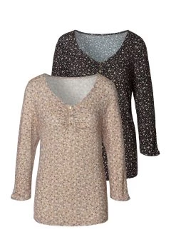 Vans Zonnebril -Dames Winkel vivance shirt met 3 4 mouwen met modieuze metalen knopen bij de hals set van 2 roze 4