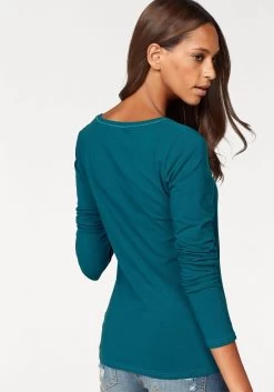 Vivance Shirt Met Lange Mouwen Elastische Katoenkwaliteit (Set Van 2) 21 Vivance Shirt Met Lange Mouwen Elastische Katoenkwaliteit (Set Van 2) -Dames Winkel vivance shirt met lange mouwen elastische katoenkwaliteit set van 2 groen 2