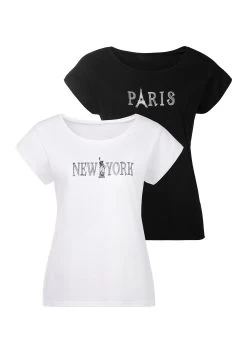 Vivance T-shirt Met Een Modieuze Print Voor (Set Van 2)