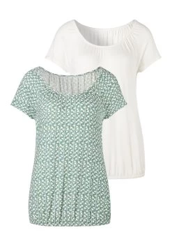 Bench. Gebreide Trui Met Een Capuchon -Dames Winkel vivance t shirt met iets aangerimpelde ronde hals set van 2 blauw 3