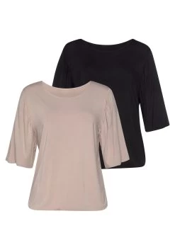 Vivance Zomerjurk Met Stippeltjesprint -Dames Winkel vivance t shirt met kleine plooien aan de armsgaten set van 2 beige 9
