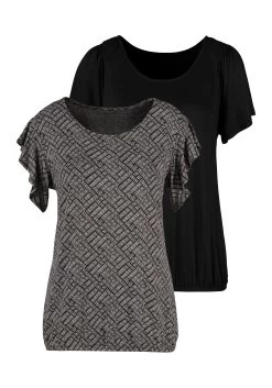 Catwalk Eyewear Zonnebril 27 Catwalk Eyewear Zonnebril -Dames Winkel vivance t shirt met korte volantmouwtjes set van 2 zwart