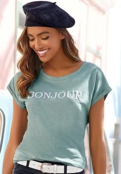Vivance T-shirt Met Modieuze Frontprint 'bonjour' (set, 2-delig) -Dames Winkel vivance t shirt met modieuze frontprint bonjour set 2 delig multicolor 2