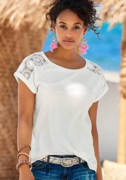 Vivance T-shirt Met Mooie Kant (Set Van 2) -Dames Winkel vivance t shirt met mooie kant set van 2 beige 4