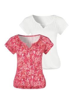 Beachtime Lange Top Met Een Asymmetrische Zoom -Dames Winkel vivance t shirt set van 2 rood 2