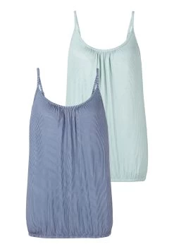 Venice Beach Badslippers Met Lichte Plateauhak, Veganistisch -Dames Winkel vivance top met spaghettibandjes met een kleine aanrimpeling bij de hals set van 2 blauw 3